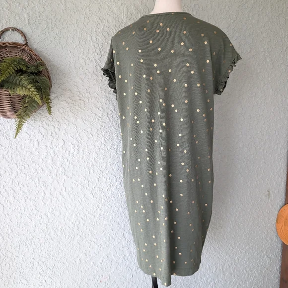 BODEN Faye Jersey T-Shirt Dress‎ Size 6reg  polka Dot Alder Gold Foil - Picture 5 of 8